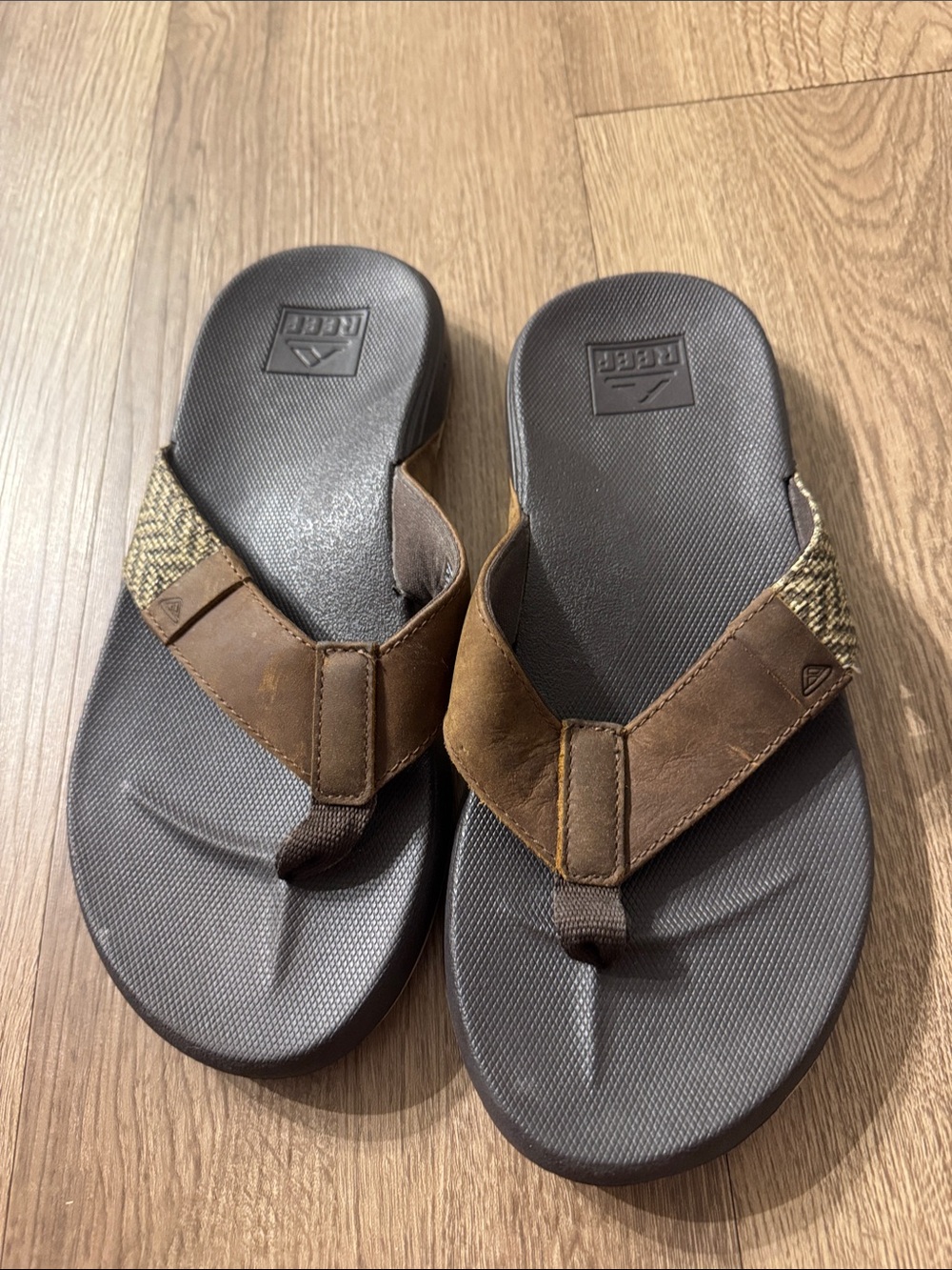 Reef Men’s Brown & Dark Brown Leather Flip Flops